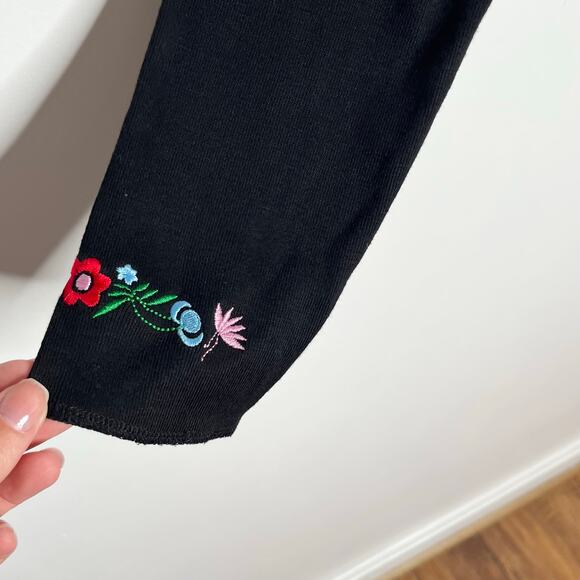 Vintage Y2K Energie Long Sleeve Embroidered Tee Womens Medium Black Floral - Picture 9 of 10